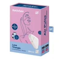 SATISFYER léghullámos csiklóizgató Love Triangle White - vibrációs funkcióval, fehér színben, vízálló, akkumulátoros, ingyenes applikációval