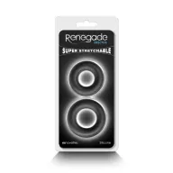 RENEGADE péniszgyűrű szett Erectus Black - fekete színben, 2 különböző méretű, vízálló, vibráció nélküli