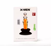 X-MEN fenékdugó 10 Speeds Vibrating Beaded Plug - áttetsző-narancssárga színben, vibrátoros, vízálló, akkumulátoros