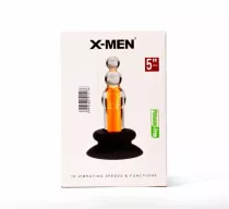 X-MEN fenékdugó 10 Speeds Vibrating Beaded Plug - áttetsző-narancssárga színben, vibrátoros, vízálló, akkumulátoros