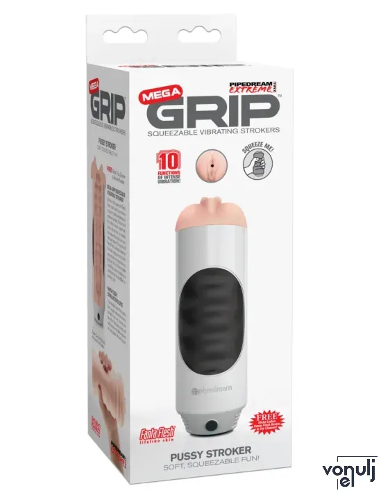 Műpunci maszturbátor Pipedream Mega Grip Vibrating Stroker Pussy - elemes,vízálló