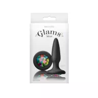 NS NOVELTIES fenékdugó Glams Mini Rainbow Gem - fekete színben, szivárványos kővel, mini méretben, vízálló, szilikon (8.5 cm)