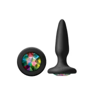 NS NOVELTIES fenékdugó Glams Mini Rainbow Gem - fekete színben, szivárványos kővel, mini méretben, vízálló, szilikon (8.5 cm)