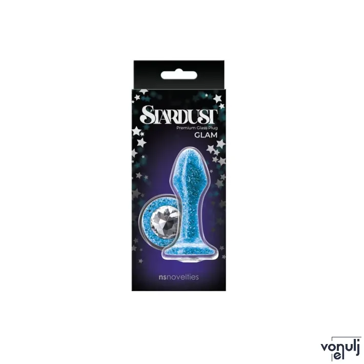 NS NOVELTIES fenékdugó Stardust Glam Blue - üveg, kék színben, vízálló (9.5 cm)