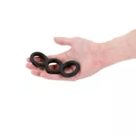 RENEGADE péniszgyűrű szett Threefold Black - türkiz színben, 3 különböző méretű gyűrű, heregyűrűs, vízálló, vibráció nélküli