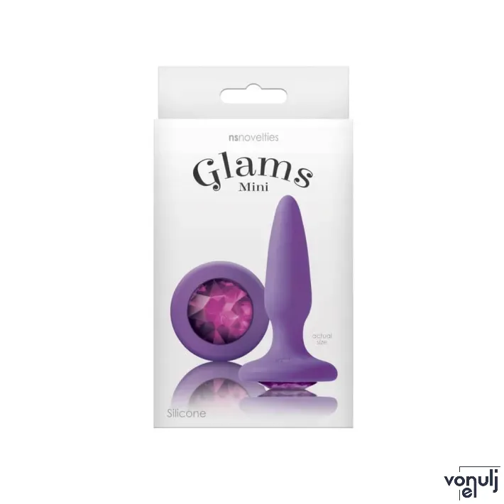 NS NOVELTIES fenékdugó Glams Mini Purple Gem - lila színben, lila kővel, mini méretben, vízálló, szilikon (8.5 cm)