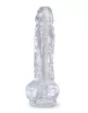 Élethű műpénisz Pipedream 8" with Balls Clear - vízálló