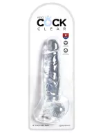 Élethű műpénisz Pipedream 8" with Balls Clear - vízálló