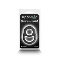 RENEGADE péniszgyűrű Cradle Black - fekete színben, heregyűrűs, vízálló, vibráció nélküli