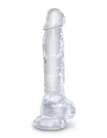 Élethű műpénisz Pipedream 8" with Balls Clear - vízálló