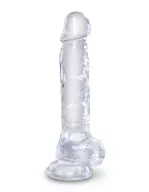 Élethű műpénisz Pipedream 8" with Balls Clear - vízálló