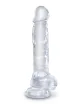 Élethű műpénisz Pipedream 8" with Balls Clear - vízálló