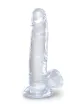 Élethű műpénisz Pipedream 7" with Balls Clear - vízálló