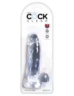 Élethű műpénisz Pipedream 7" with Balls Clear - vízálló