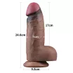LOVETOY élethű dildó 9,5'' DUAL LAYERED SILICONE COCK XXL - nagy méretű, letapasztható, herékkel, vízálló, szilikon (24,6 cm)
