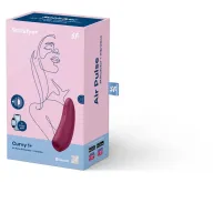 SATISFYER léghullámos csiklóizgató Curvy 1+ Rose Red - rezgő funkcióval, bordó színben, vízálló, akkumulátoros, ingyenes applikációval