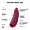 SATISFYER léghullámos csiklóizgató Curvy 1+ Rose Red - rezgő funkcióval, bordó színben, vízálló, akkumulátoros, ingyenes applikációval