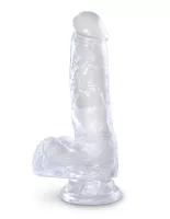 Élethű műpénisz Pipedream 6" with Balls Clear - vízálló