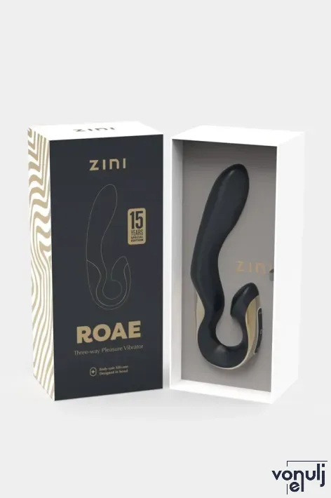 ZINI csiklóizgatós vibrátor Roae SE Three-way Pleasure Vibrator Black Gold - fekete színben, g-pontos, prémium, akkumulátoros