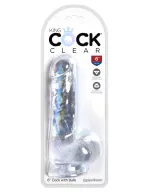 Élethű műpénisz Pipedream 6" with Balls Clear - vízálló
