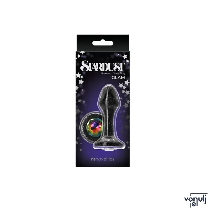 NS NOVELTIES fenékdugó Stardust Glam Black - üveg, fekete színben, vízálló, (9.5 cm)