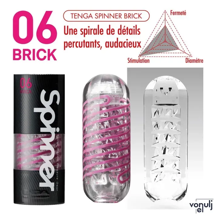 TENGA maszturbátor Spinner 06 Brick - vízálló, rózsaszín tokban