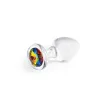 NS NOVETIES fenékdugó Crystal Desires Rainbow Gem - áttetsző, szivárvány színű kővel, M méretben, üveg, vízálló, (8,4 cm)