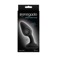 RENEGADE fenékdugó Knock Knock Plug Black - fekete színben, letapasztható, rezgő érzést keltő golyókkal, vízálló, szilikon (12 cm)