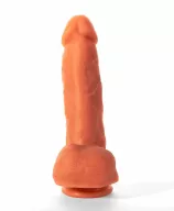 X-MEN élethű dildó 8.5" Colours Pleasure Flesh 3 - Közepes méretű, herékkel, letapasztható, világosbarna, szilikon (22 cm)