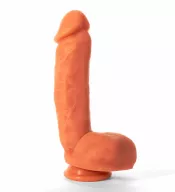 X-MEN élethű dildó 8.5" Colours Pleasure Flesh 3 - Közepes méretű, herékkel, letapasztható, világosbarna, szilikon (22 cm)