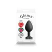 NS NOVETIES fenékdugó Glams Xchange Heart - fekete, cserélhető dísszel, M méretben, szilikon, vízálló, (8,1 cm)