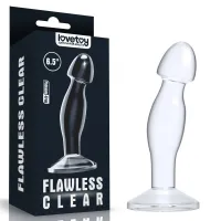 LOVETOY prosztata izgató 6.5'' Flawless Clear Prostate Plug - áttetsző, prosztata ingerlésére, letapasztható, vízálló, 16,5 cm