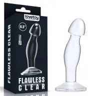 LOVETOY prosztata izgató 6.5'' Flawless Clear Prostate Plug - áttetsző, prosztata ingerlésére, letapasztható, vízálló, 16,5 cm