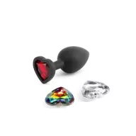 NS NOVETIES fenékdugó Glams Xchange Heart - fekete, cserélhető dísszel, S méretben, szilikon, vízálló, (7 cm)