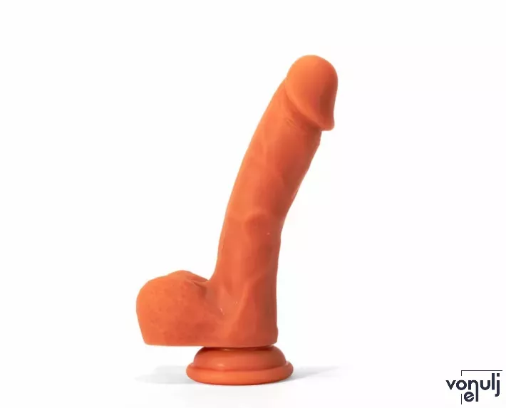 X-MEN hajlított dildó 7.5" Dildo Colours Pleasure Flesh 3 - realisztikus, testszínű, herékkel, letapasztható, vízálló, szilikon ( 19 cm )