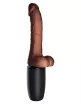 Élethű vibrátor Pipedream 7.5" Thrusting Cock with Balls Brown - akkumulátoros