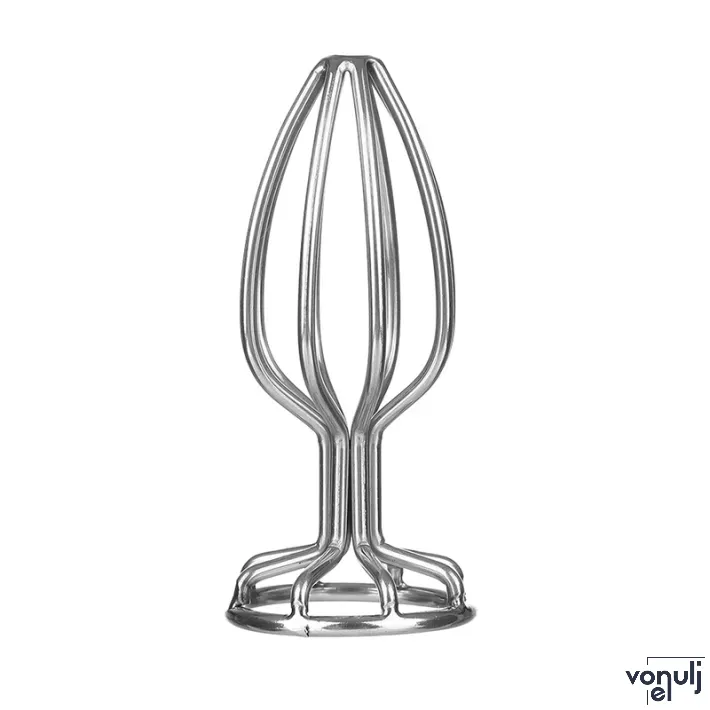 MISTRESS fenékdugó Stainless Anal Plug S - ezüst színben, fém, rácsos szerkezetű, S méretben, vízálló (7 cm)