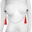 LOVETOY mellbimbó csipesz Tassel Nipple Clamp - piros díszítéssel, lánccal