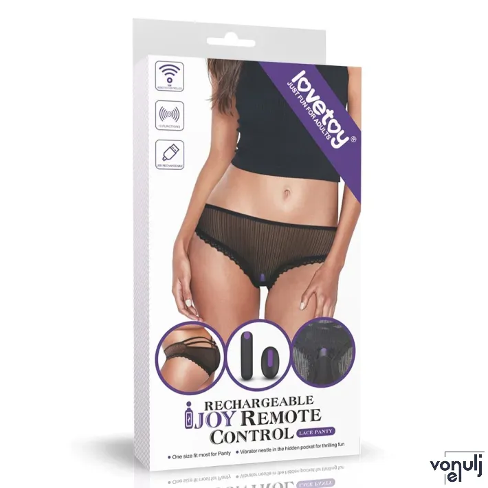 LOVETOY vibrációs bugyi IJOY Rechargeable Remote Control vibrating panties - fekete, behelyezhető vibrátorral, távirányítós, vízálló, akkumulátoros
