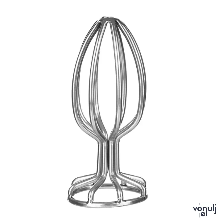MISTRESS fenékdugó Stainless Anal Plug L - ezüst színben, fém, rácsos szerkezetű, L méretben, vízálló, (9.5 cm)