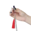 LOVETOY mellbimbó csipesz Tassel Nipple Clamp - piros díszítéssel, lánccal