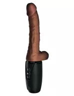 Élethű vibrátor Pipedream 7.5" Thrusting Cock with Balls Brown - akkumulátoros