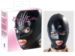 BAD KITTY fetish maszk Mask Black 2 - fekete színben, szem és szájrésznél nyitott
