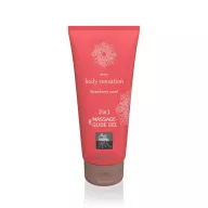 SHIATSU intim síkosító Massage&Glide Gel Strawberry 200 ml - vízbázisú, masszázshoz is, eper illattal, bőrtápláló, óvszerhez és segédeszközhöz is