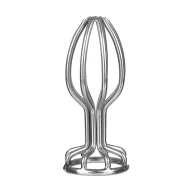 MISTRESS fenékdugó Stainless Anal Plug M - ezüst színben, fém, rácsos szerkezetű, M méretben, vízálló, (8.5 cm)
