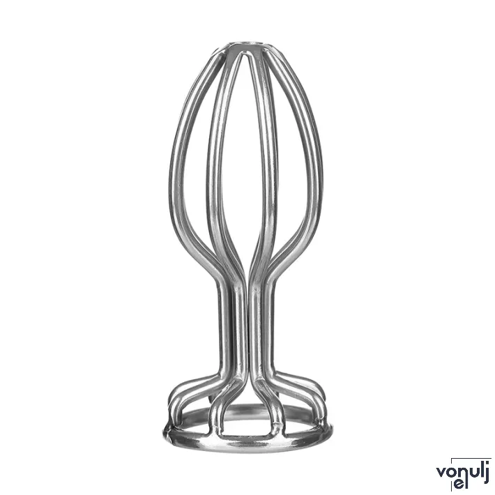 MISTRESS fenékdugó Stainless Anal Plug M - ezüst színben, fém, rácsos szerkezetű, M méretben, vízálló, (8.5 cm)