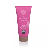 SHIATSU intim síkosító Massage&Glide Gel Raspberry 200 ml - vízbázisú, masszázshoz is, málna illattal, bőrtápláló, óvszerhez és segédeszközhöz is