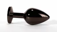 X-MEN fenékdugó Secret Shine Metal Butt Plug Gun Colour M - fekete színben, fekete kővel, M-méretben, vízálló, fém (8.2 cm)