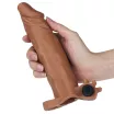 LOVETOY péniszköpeny Pleasure X-Tender Vibrating Penis Sleeve #3 Brown - realisztikus, barna színben, vibrációs funkcióval, vízálló, elemes (18,5 cm)