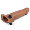 LOVETOY péniszköpeny Pleasure X-Tender Vibrating Penis Sleeve #3 Brown - realisztikus, barna színben, vibrációs funkcióval, vízálló, elemes (18,5 cm)